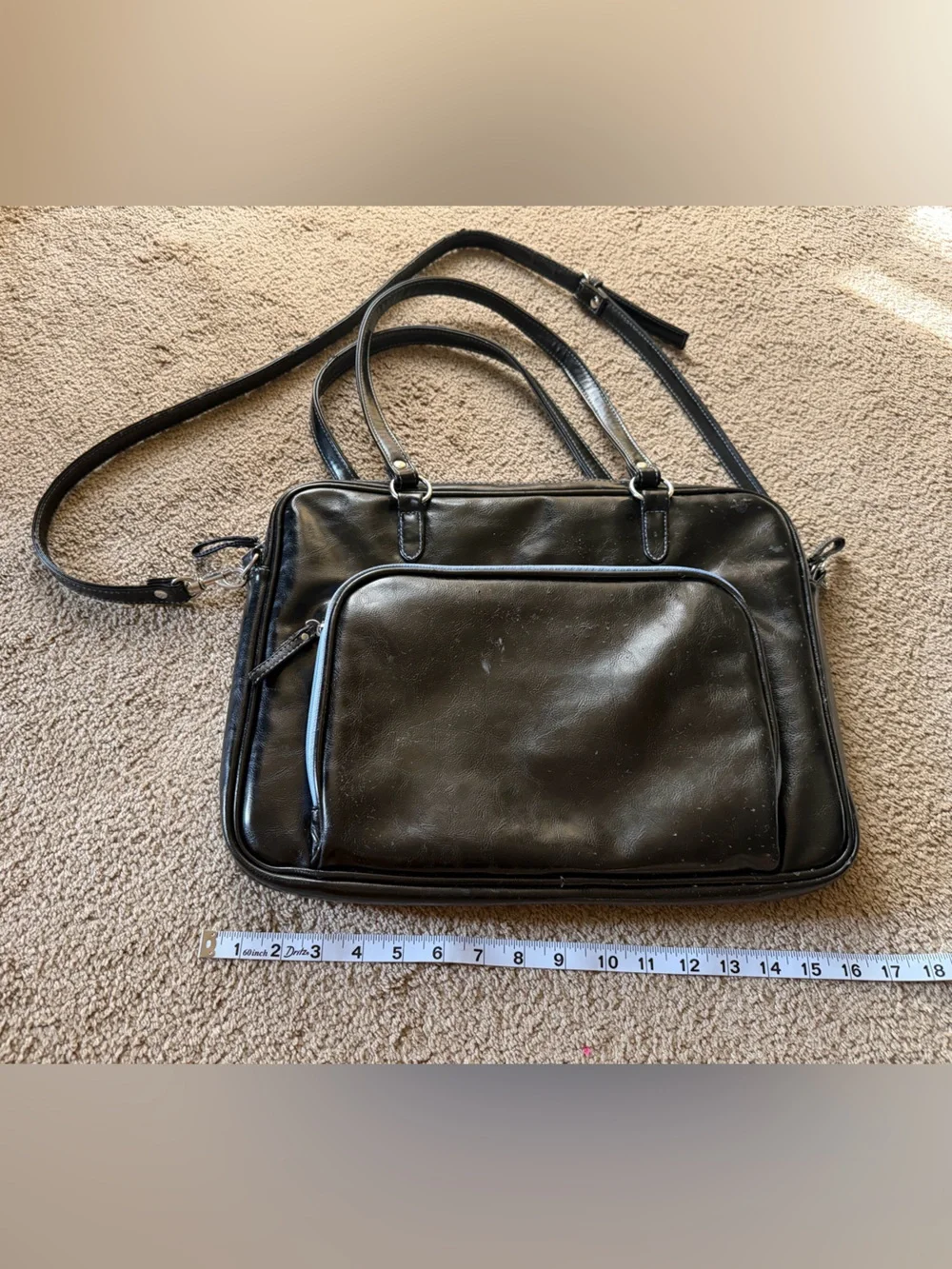 Studio C Black Laptop Tote with Front Zip Pocket